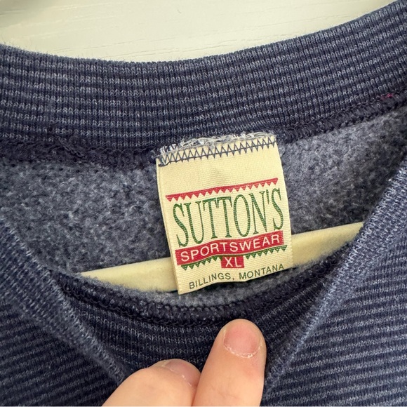 Vintage Alaska Spellout Striped Crewneck Pullover Sweatshirt Suttons Sportswear - Picture 3 of 7